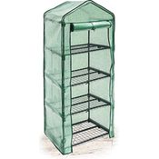 Relaxdays Foliengewächshaus Balkon 158 x 70 x 50 cm HxBxT, 4 Regale Treibhaus, Terrasse Anzuchthaus platzsparend, grün