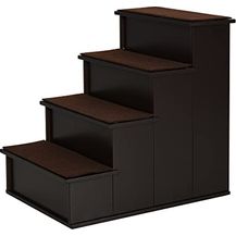 Bild für PawHut Haustiertreppe 4-stufige Hundetreppe Katzentreppe Einstiegshilfe mit Rutschfester Matte Haustierleiter für Auto Bett Sofa MDF Dunkelbraun 40 x 59 x 54,2 cm