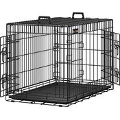 Feandrea Hundekäfig, klappbar, mit 2 Türen, ausziehbare Kunststoffschale, 92,5 x 57,5 x 64 cm, L, schwarz PPD36H
