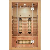 Artsauna Infrarotkabine Kiruna120 Dual Technologie – 5 Vollspektrumstrahler & 3 Flächenstrahler – 2 Personen – LED Farblicht – Radio - Hemlock-Holz, 120 x 105 x 190 cm