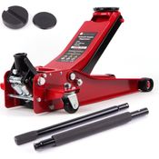 Springer Werkzeuge 3 T Rangierwagenheber Wagenheber 75-505mm Doppelkolben Hydraulisch 2 Auflagen, Flach designed, inkl. zweitem Gummiteller