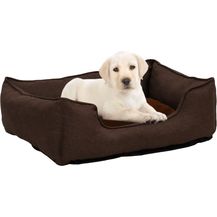 Bild für vidaXL Hundebett Braun 65x50x20 cm Fleece Leinenoptik
