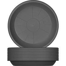 Bild für BigDean 9x Blumentopf Untersetzer Ø 14 cm Farbe Anthrazit Kunststoff Blumenuntersetzer Blumentopfuntersetzer passend zu Ø 15 cm Blumentöpfen