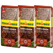 Floragard Mulch Pinienrinde 2-8 mm, 3x20 L, superfein, dekorativer Bodenbelag, Unkrautschutz, naturbelassen, für mediterranes Flair, 60 L, auch zur Kübel-Abdeckung