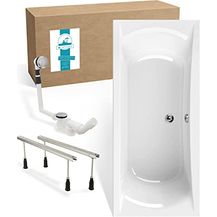 Bild für Calmwaters® Rechteck Badewannen-Set 180x80 cm mit Wannenfüßen & Ablaufgarnitur