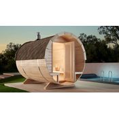 FinnTherm Fasssauna Carrie 2 Sitzbänke aus Holz Sauna Wandstärke 42 mm Außensauna