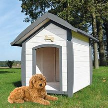 Bild für zooprinz wetterfeste Hundehütte Bella aus massivem Holz in Grau-Weiß