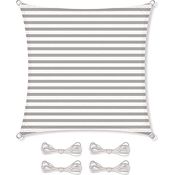 CelinaSun Sonnensegel inkl Befestigungsseile Premium HDPE wetterbeständig atmungsaktiv Quadrat 2 x 2 m Streifen hellgrau weiß