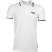 Lonsdale Poloshirt Lion, Arbeitsshirt mit farblich abgesetzten Stickereien und gestreiften Bündchen, blau