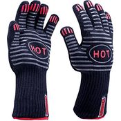 2er Set culinario Grillhandschuhe - Backhandschuhe , Profi Topflappen, bis 250 °C hitzebeständig, mit extra langem 11 cm Bund