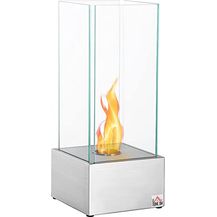 Bild für HOMCOM Ethanol-Kamin Feuerschale Bio-Ethanol-Brenner 0,4L 2 Std. Brenndauer 15m² mit Feuerlöschdeckel Edelstahl Hartglas Silber 25 x 25 x 60 cm