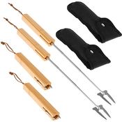 bremermann Teleskop-Grillgabel 2er Set, ausziehbar aus Edelstahl und Bambus, inkl. Tasche für sichere Handhabung am Lagerfeuer