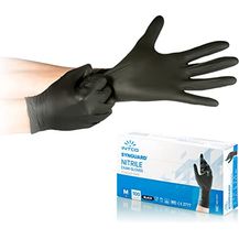 Bild für INTCO SYNGUARD 500 Stück schwarze Nitril-Handschuhe – puderfrei – Einsatz und Wasser – Beidhändig – geeignet für medizinische Bereiche, Lebensmittelhandhabung – Packung mit 100 Stück (500, S)