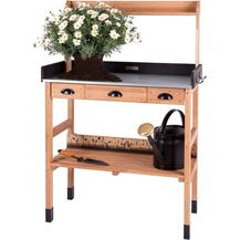 Bild für WONDERMAKE Pflanztisch aus Kirschbaum Holz groß mit Schubladen wetterfest Garten-Arbeitstisch