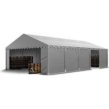 Bild für TOOLPORT Lagerzelt 5x10 m Industriezelt Unterstand PVC Plane 750 N grau mit Bodenrahmen und Dachverstärkung