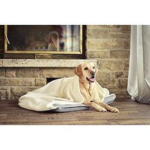 Bild für Luxuriöses Hunde-Sofa mit angenähter Decke in Grau und Creme 60 x 50 cm