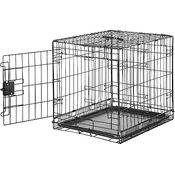 Amazon Basics Zusammenklappbarer Hundekäfig aus Metalldraht mit Bodenschale, Einzeltür, 61 cm, Schwarz