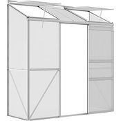 Outsunny Gewächshaus, Treibhaus mit Schiebetür, Aufklappbare Dachfenster, Tomatenhaus, Pflanzenhaus für Garten, aus Polycarbonat und Alu, Silber, 192 x 68 x 196 cm - Preisvergleich