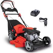 Scheppach MS150-46E Benzin Rasenmäher mit E-Start | 46cm Schnittbreite | Reinigungsfunktion | 55 Liter Fangkorb | Stahlgehäuse | 7-stufige Höhenverstellung | Mulchfunktion | Radantrieb | Seitenauswurf