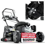 ONBEST Rasenmäher Benzin TXC-3653 E, 6,5 PS 4-Takt Motor mit 5IN1 Funktion, Doppelmesser-System und 60L Grasfangkorb