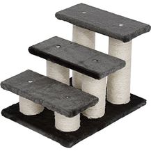 Bild für PawHut Tiertreppe Katzentreppe 3 Stufen Hundetreppe Treppe für Katze und Hunde Plüsch Dunkelgrau 45 x 35 x 34 cm
