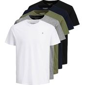 Jack & Jones Jorijxj Herren Shirt, Rundhalsausschnitt, Baumwolle, 5er-Pack, Blau, Schwarz, Grün, Grau, Weiß, (L)