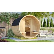 Weka Fasssauna 198, Gartensauna mit runder Form und zwei Liegen, inklusive Saunaofen, 38 mm