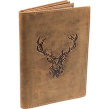 Bild für Vintage Leder Ausweismappe Hirsch Prägung Jagdschein Ausweisetui Braun