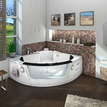 Bild für Whirlpool Pool Badewanne Eckwanne Wanne W05H-SC 140x140cm aktive Schlauch-Reinigung