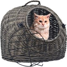 Bild für vidaXL Katzen-Transportkorb Grau 45x35x35 cm Natürliche Weide