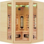 Artsauna Infrarotkabine Nyborg E150V – Vollspektrum Infrarotsauna - 4 Personen – LED-Farblicht, digitaler Steuerung – Hemlock-Holz, 150 x 150 x 190 cm