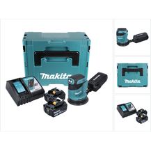 Bild für Makita DBO180RTJ Akku-Exzenterschleifer, (125 mm 18 V, 5,0 Ah mit 2 Akkus und Ladegerät im Makpac)