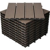 Terrassenfliesen 30x30 cm 11er Set für 1m² Dunkelbraun aus WPC