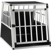 Juskys Alu Hundetransportbox L-X - 65×91×69 cm – Auto Hundebox robust & pflegeleicht – Gittertür verschließbar – Aluminium Reisebox für Hunde