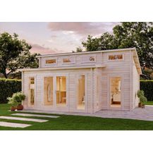 Bild für FinnTherm Saunahaus Lausitz Prima Gartensauna 3 Sitzbänke aus Holz Sauna Wandstärke 40 mm Außensauna