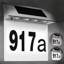 Bild für Solarhausnummer aus Edelstahl mit 4 starken LEDs