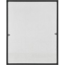 Bild für Juskys Fliegengitter mit Alu-Rahmen 80 x 100 cm – Insektenschutz für Fenster zum Einhängen – Insektenschutzgitter UV-beständig in Grau