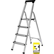 Craftfull Stehleiter CF-133B Aluminium Haushaltsleiter Leiter klappbar Ablage (4 Stufen)