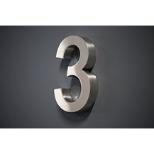Bild für Hausnummer Premium Edelstahl in 3D Design Arial H20cmxT3cm V2A TOPArial 20cmx3cm Nr.3
