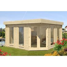 Bild für FinnTherm 5-Eck Saunahaus Magnus-70 Gartensauna 3 Sitzbänke aus Holz Sauna Wandstärke 70 mm Außensauna