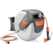 FUXTEC Wasserschlauchaufroller FX-WSA20 20 m Aufroll-Automatik, 180° schwenkbar grau, orange