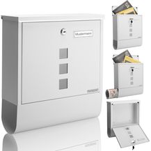 Bild für Monzana Design Briefkasten Stahl mit Zeitungsfach Sichtfenster 2 Schlüssel Namensschild Wandbriefkasten weiß