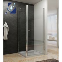 Bild für 90x75 cm Duschkabine Eckeinstieg Duschwand Glas Eckdusche Duschabtrennung Drehtür Pendeltür 90cm 