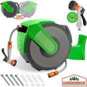 GARDEBRUK Schlauchaufroller Wasser 30 + 2m Schlauchtrommel 7-in-1 Handbrause Gartenschlauch