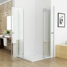 Bild für 90 x 90 cm Duschkabine Eckeinstieg Duschwand Dusche Duschabtrennung mit 90x90 Duschtasse ESG Glas