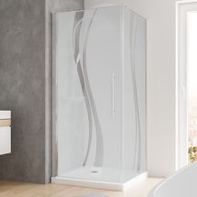 Bild für Duschkabine Dusche Drehtür mit Seitenwand 90x90 Eckdusche chromoptik Echtglas