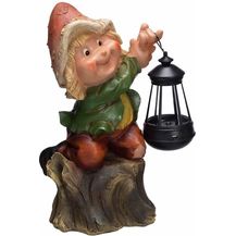 Bild für Süßer Gartenwichtel mit LED Solarlampe NF12180-2 Groß 31cm Gartenfigur Zwerg