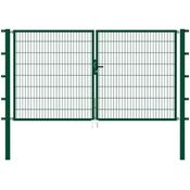 Metallzaun Doppeltor für Doppelstabmatte grün zum Einbetonieren 100 cm x 400 cm