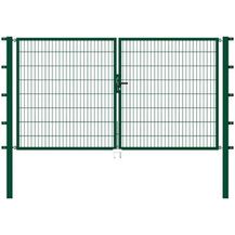 Bild für Metallzaun Doppeltor für Doppelstabmatte grün zum Einbetonieren 100 cm x 400 cm