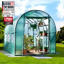 Bild für BRAST Gewächshaus Foliengewächshaus 200x300cm inkl. 4 Erdanker mit Stahlfundament schwere Qualität Folie 175g/m²